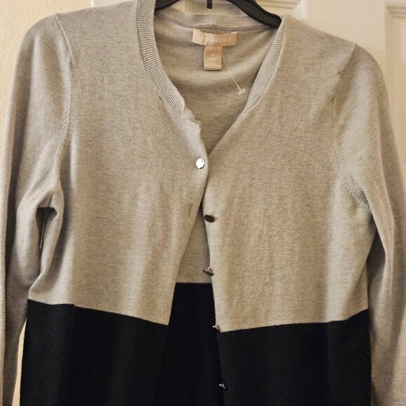 Banana Republic Fall Button black silk cotton Grey Fall cardigan Colorblock  S - Picture 6 of 10